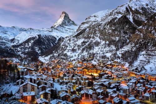 Valais, Switzerland Wine Region - Town of Zermatt in Valais Switzerland