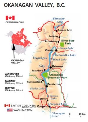 Okanagan Wine Country Map with Sub-Regions | Winetraveler.com