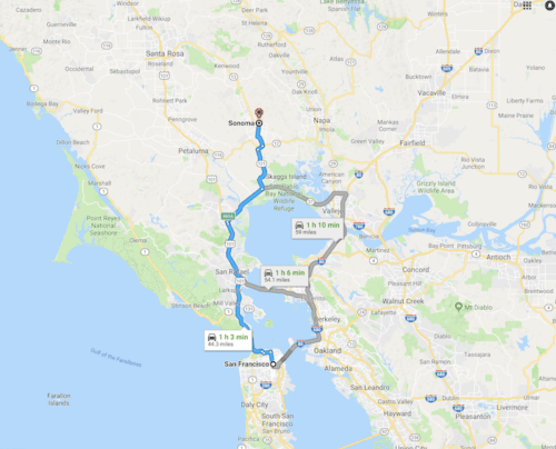 Getting to Sonoma Wine Country from San Francisco - Sonoma Wine Country Map