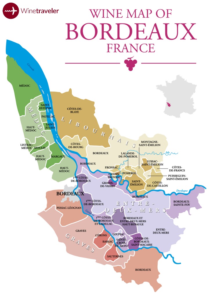 Bordeaux Wine region Map