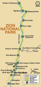 Zion National Park Itinerary | Map of Zion National Park Shuttle Bus Stops
