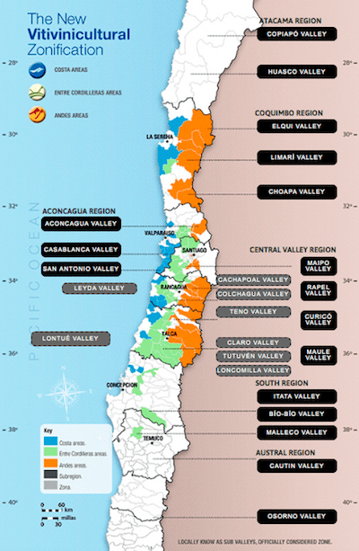 Chile Wine Region Map | Winetraveler.com