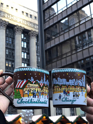 Drinking Mulled Wine at a Christmas Market in Downtown Chicago