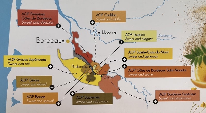 Sweet Bordeaux Wine Region Map | Winetraveler.com