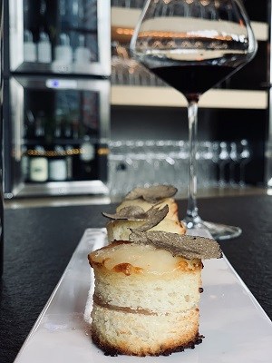 Classic french fare and wine pairings are available at Cepae Wine Bar, like these delectable truffle tartines.