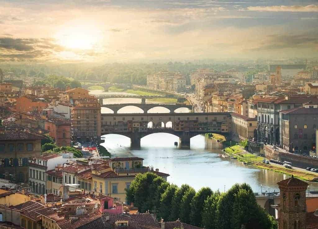 View of Florence from above with the Arno pictured, best things to do in Florence Italy