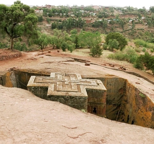 The rock-hewn church of Bete Giorgis (House of St. George) is what you will see in every postcard of Lalibela (Photo by Cheryl Tiu)