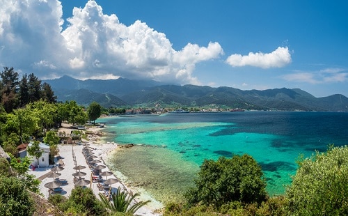 One of the quieter Greek islands, Thasos has a little bit of everything. With long, tranquil beaches, mountain villages and pine-covered hills, visitors are spoiled with choices on what to do and where to explore.
