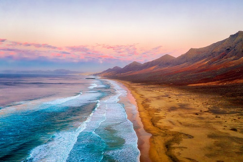 Cofete Beach on the Southern Tip of Fuerteventura during Sunset