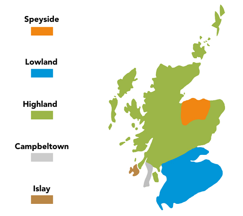 Scotch Whisky Regions and District Map