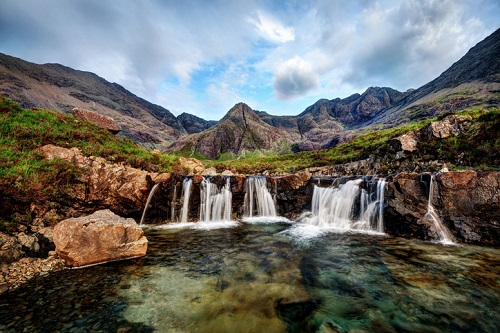 Fairy pools on the Isle of Skye, Scotland. Best places to travel in the UK