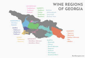 Map of Georgia's Wine Regions and the wine styles and grapes produced in each