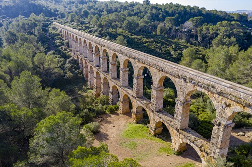 Roman Aqueduct Pont del Diable in Tarragona, Spain