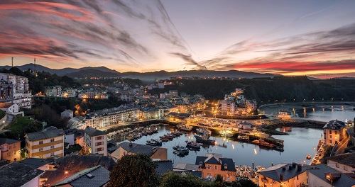 Sunset in Luarca, Asturias, Spain