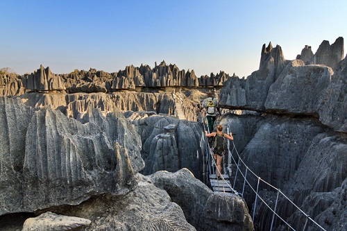 Rope bridge in Tsingy, Madagascar