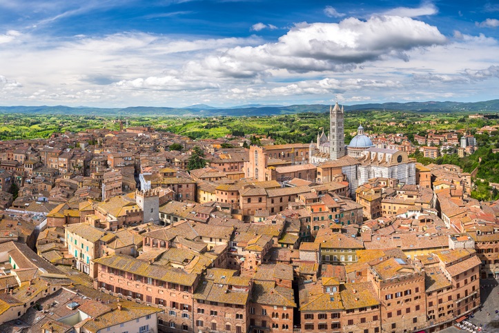 Aerial view of Siena, Italy