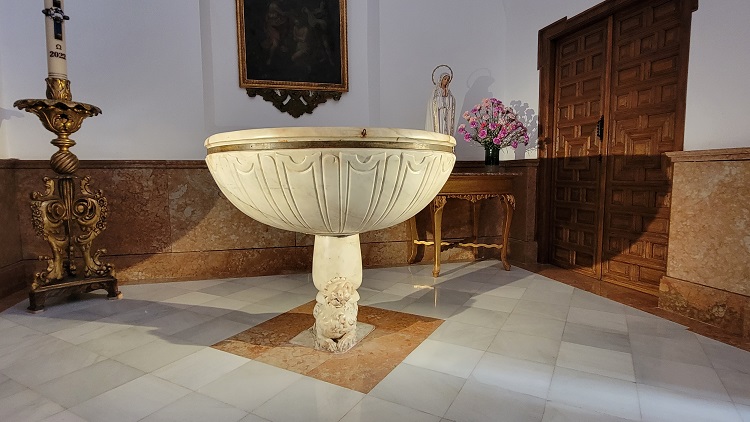 Font where Pablo Picasso was baptized in 1881 at the Church of Santiago