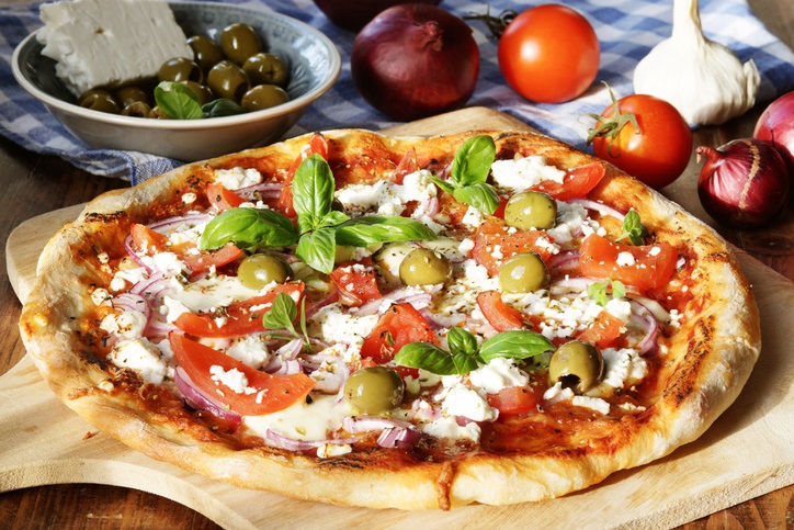 Homemade Greek PIzza up close