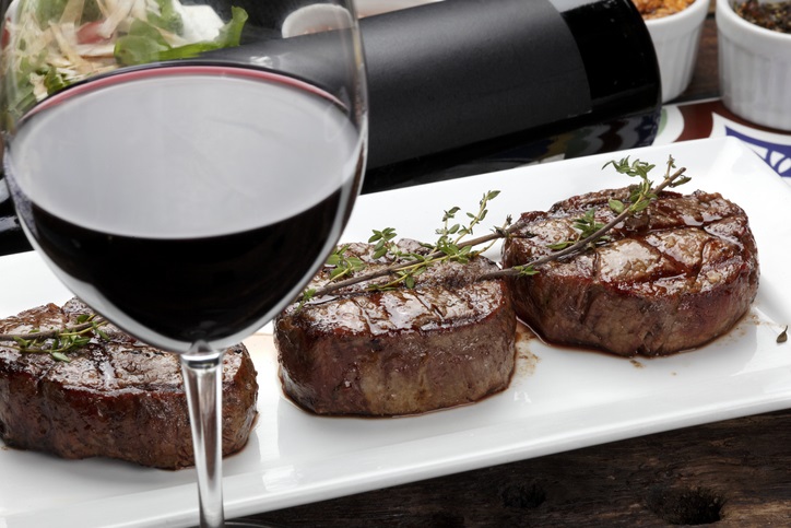Steak with red wine