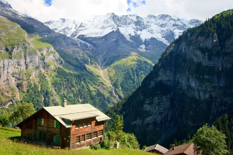 Picturesque view of Gimmelwald, Swiss Alps village