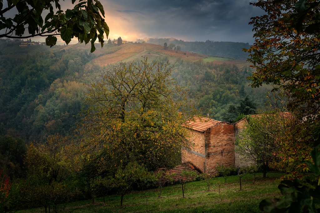 Dramatic view of the Barolo wine region landscape