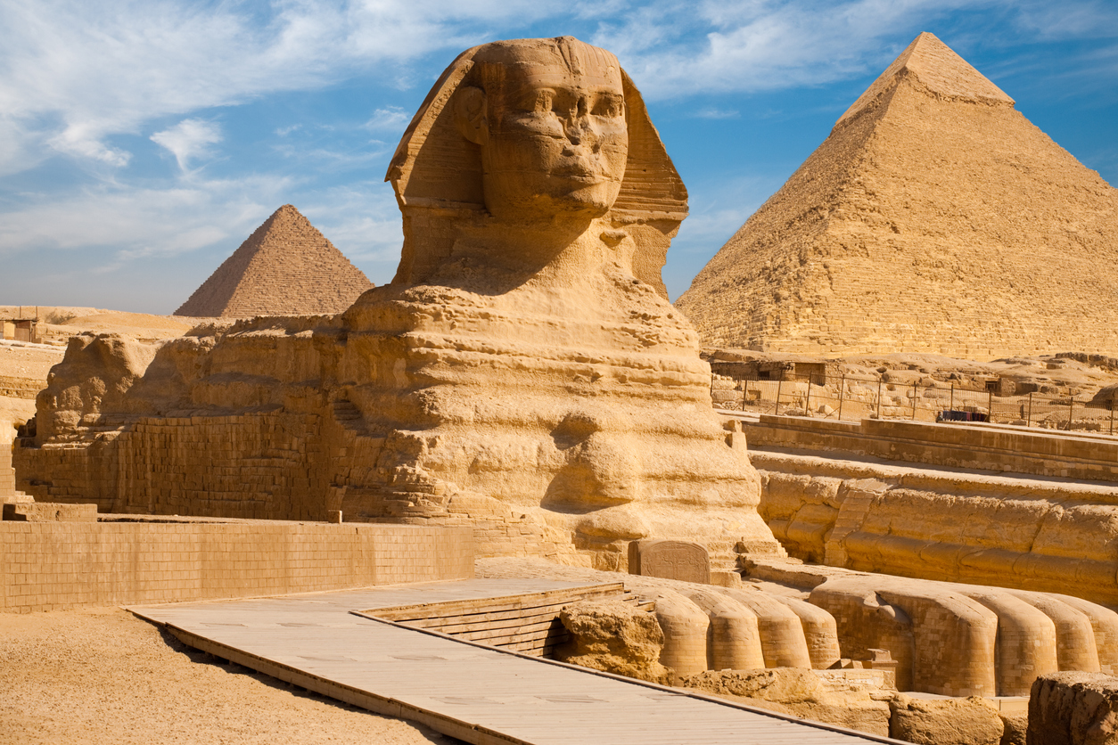 The Sphinx and the Pyramids of Giza in Egypt, Africa