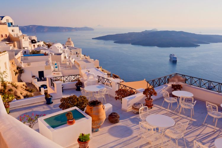 Santorini view around sunset