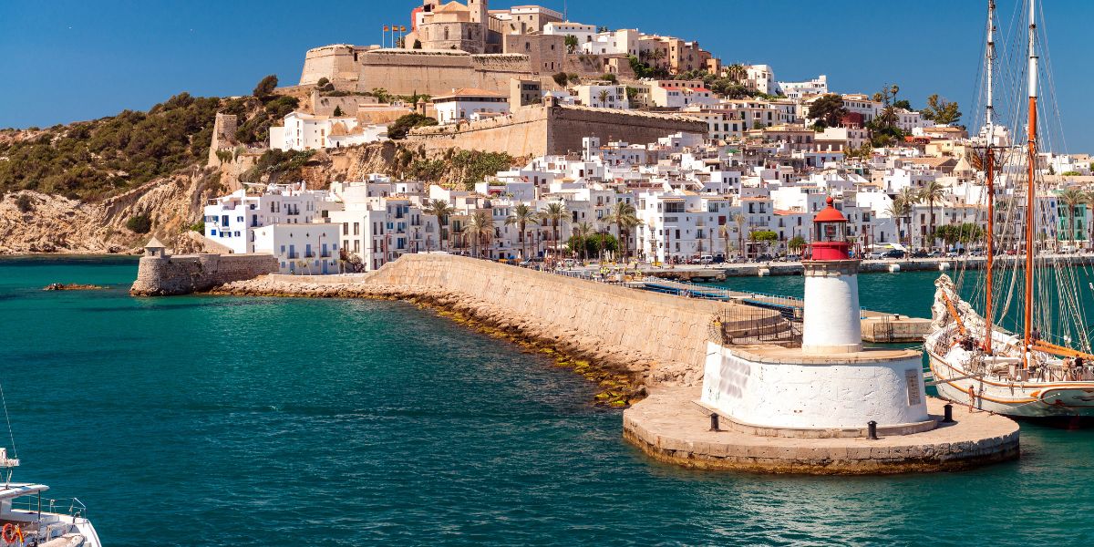 Beautiful view of Ibiza Spain from the coast