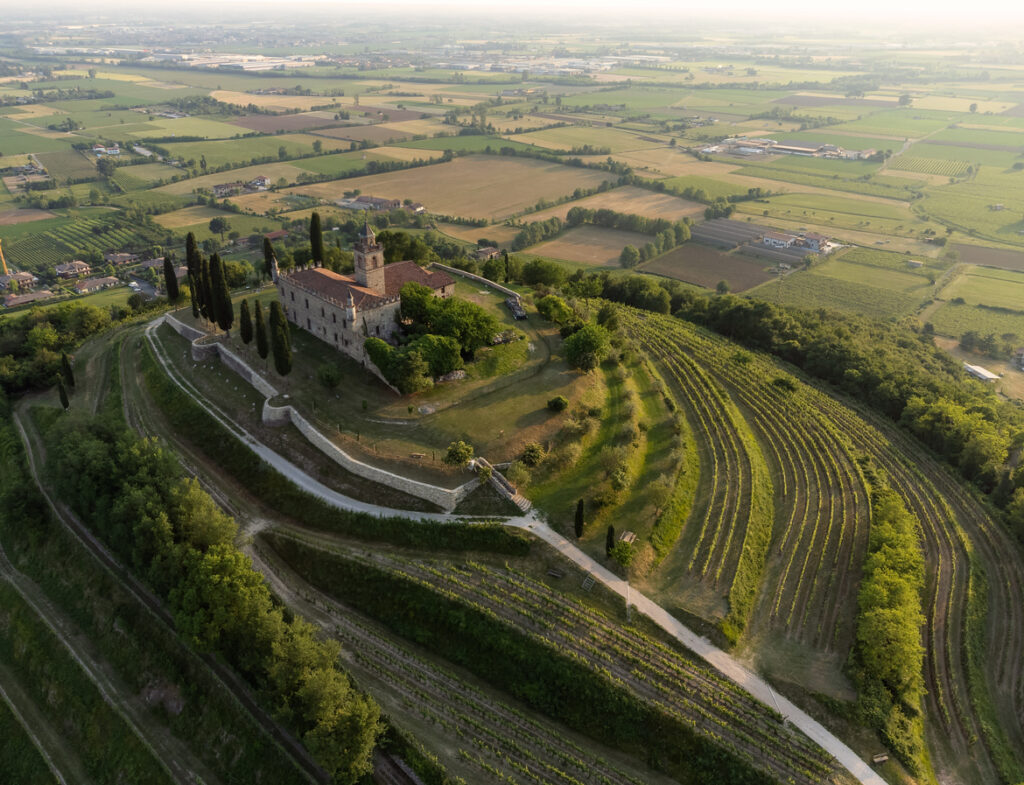 Aerial view of a beautiful Italian winery