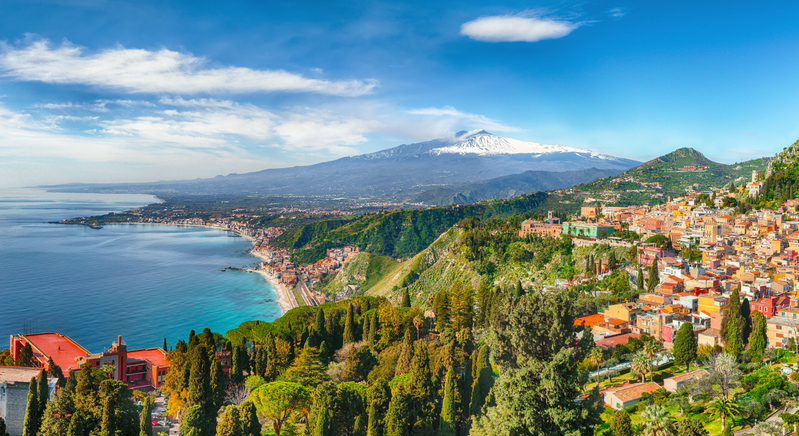 Beautiful aerial view of Taormina