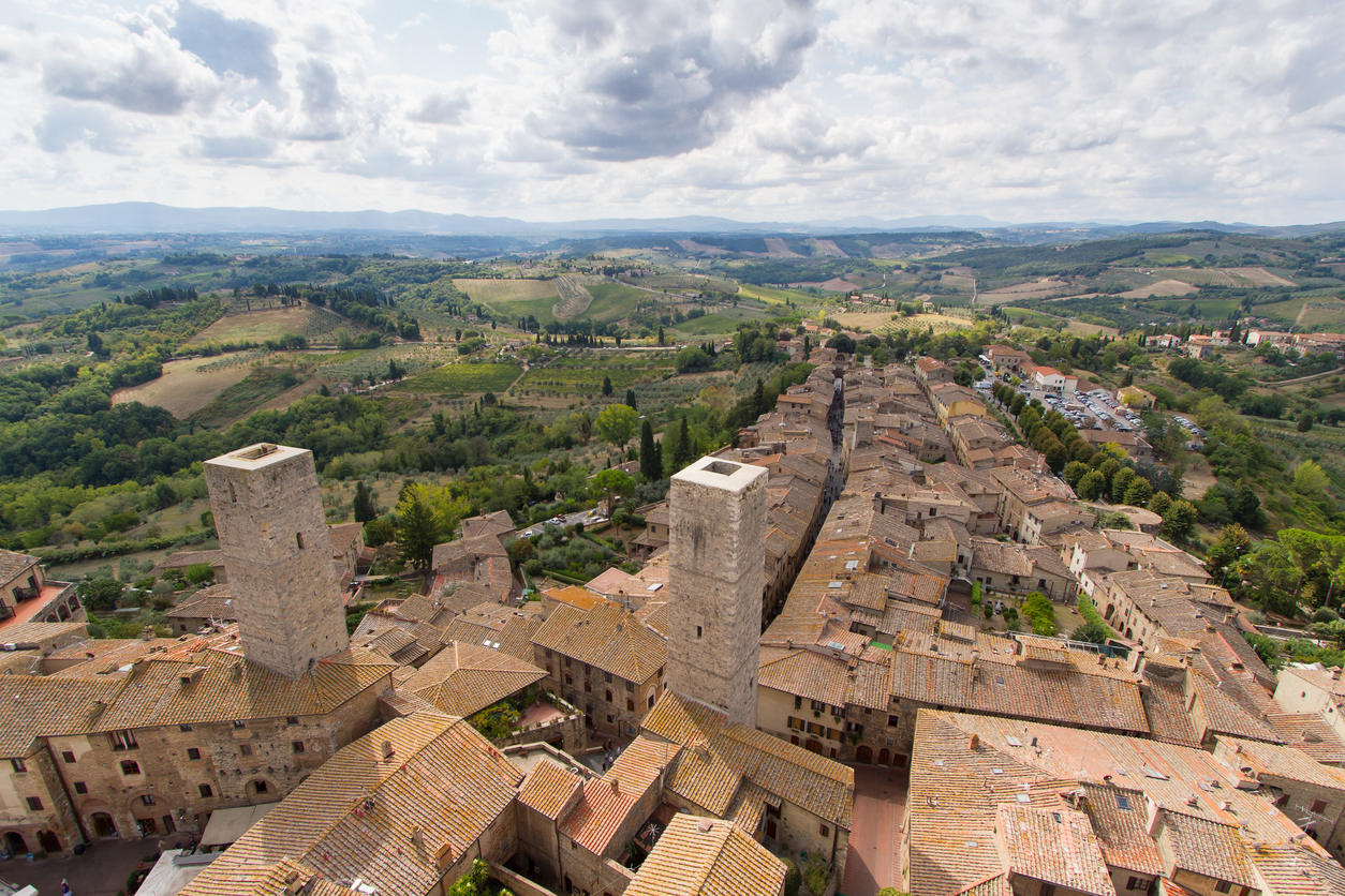 Aerial view of Tuscany, Italian Wine Region