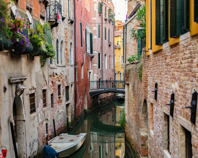 Venice Italy view of a canal from the street