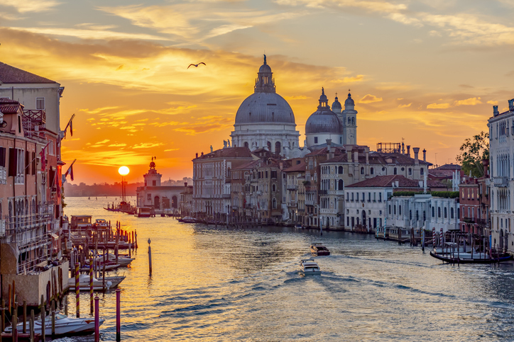 Sunrise over Venice's Grand Canal