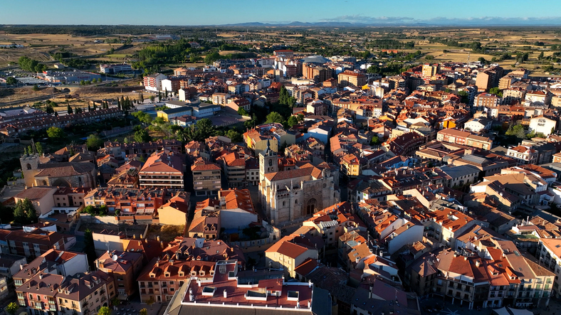Aerial view of Aranda de Duero, Burgos, Castile and Leon, Spain.