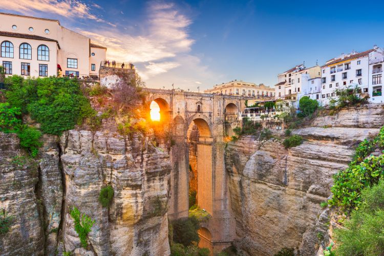 Ronda view with Puente Nuevo at sunset