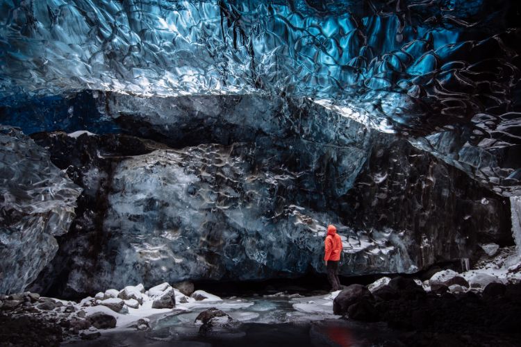 Caving or "spelunking" in Iceland