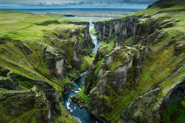 Fjaðrárgljúfur, a massive canyon located in South Iceland