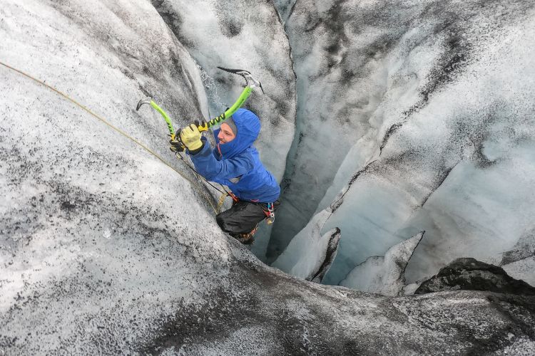 Ice climbing in Iceland