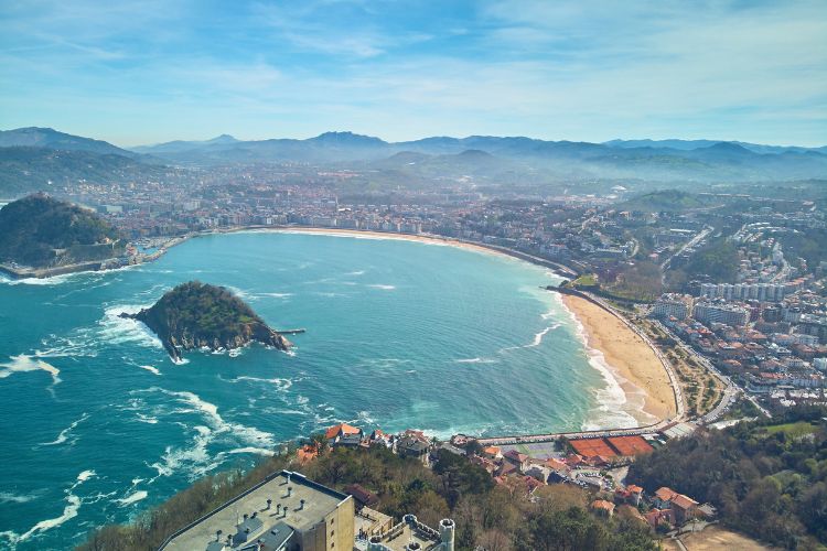 Overlooking La Concha Bay in San Sebastián, Spain.