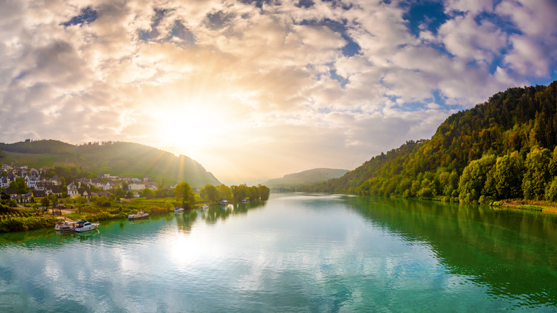 Beautiful view of the Mosel River at sunrise