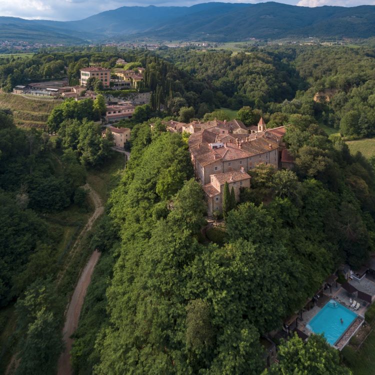 Aerial view of the Il Borro wine estate