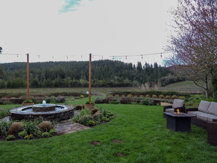 Outdoor tasting area at Golden Eye Winery