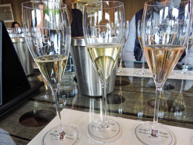 Tasting sparkling wine at Roederer Estate