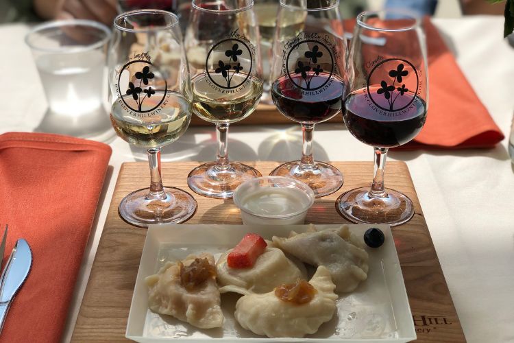 wine and food pairing at Clover Hill Vineyard and Winery in Pennsylvania