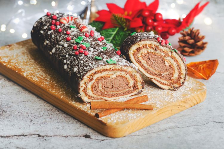 Yule log during the holiday season