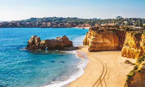 The coast of Algarve, Portugal during the Spring season