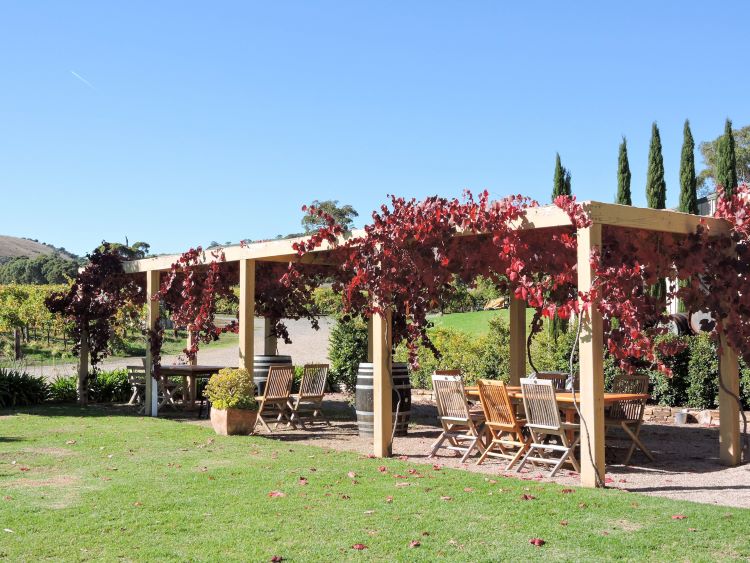 Outside tasting area at Hugo Family Estate