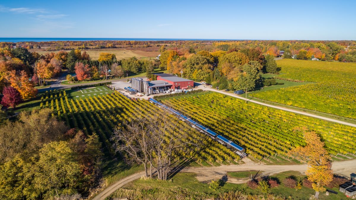 Aerial view of Lake Erie wine country in Pennsylvania