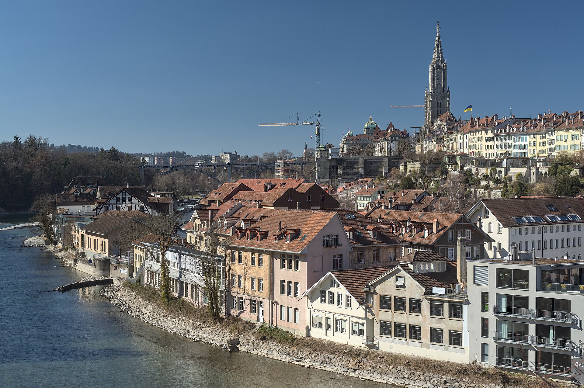 The old town of Bern above the Aare river