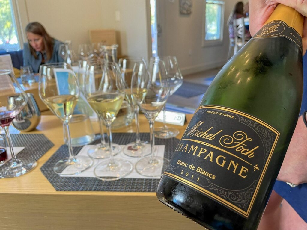 A flight of Michel Foch Champagne at WALT Wines in Downtown Napa